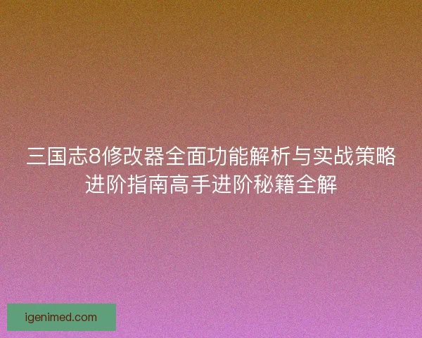 三国志8修改器全面功能解析与实战策略进阶指南高手进阶秘籍全解